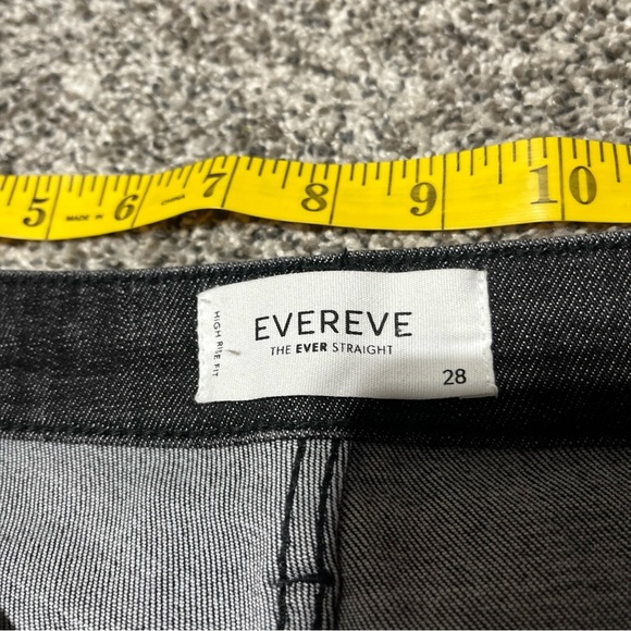 Evereve Faded Black Jeans The Ever Straight High Rise Fit Button Fly Raw Hem 28 - Picture 7 of 11